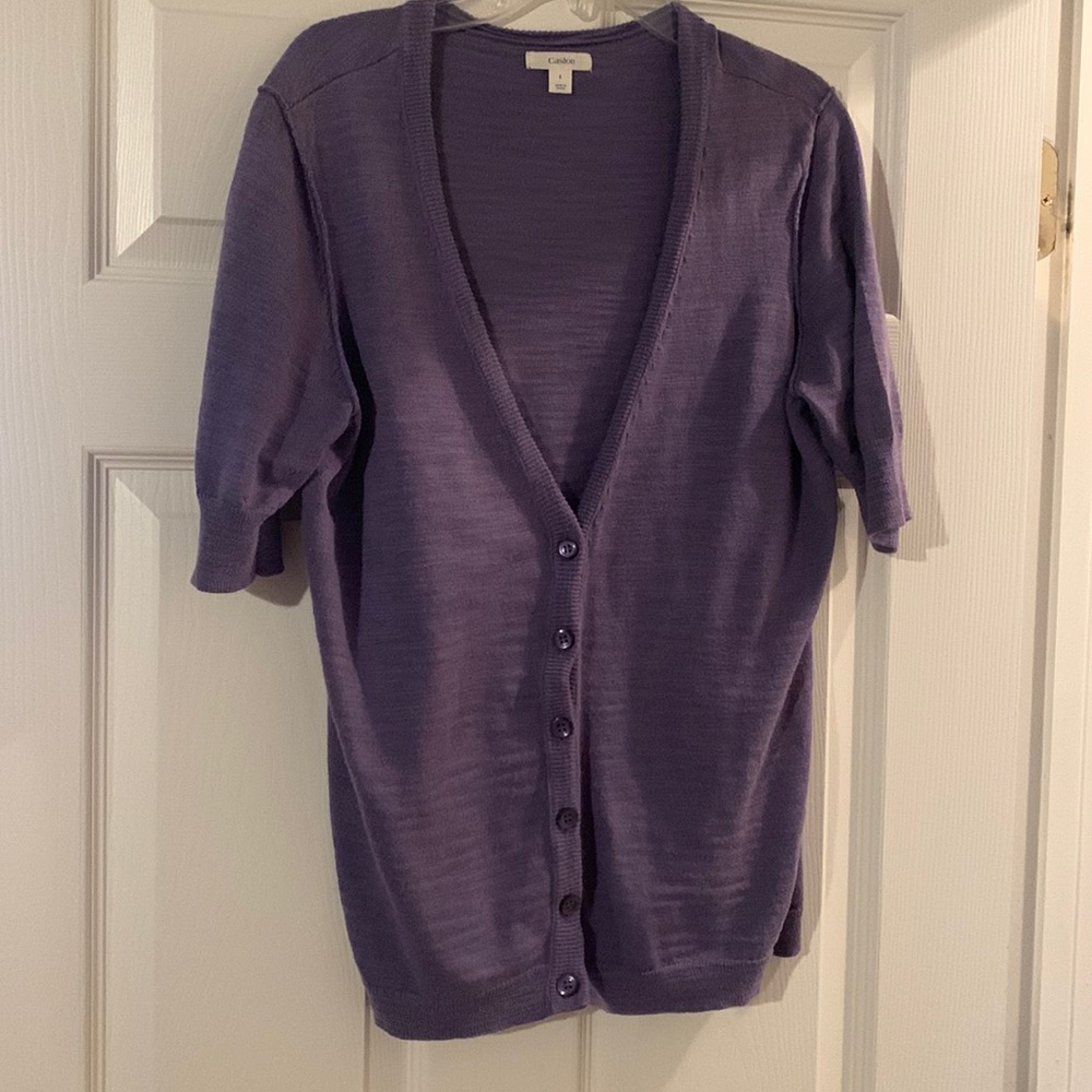 Purple button down cardigan sweater size large